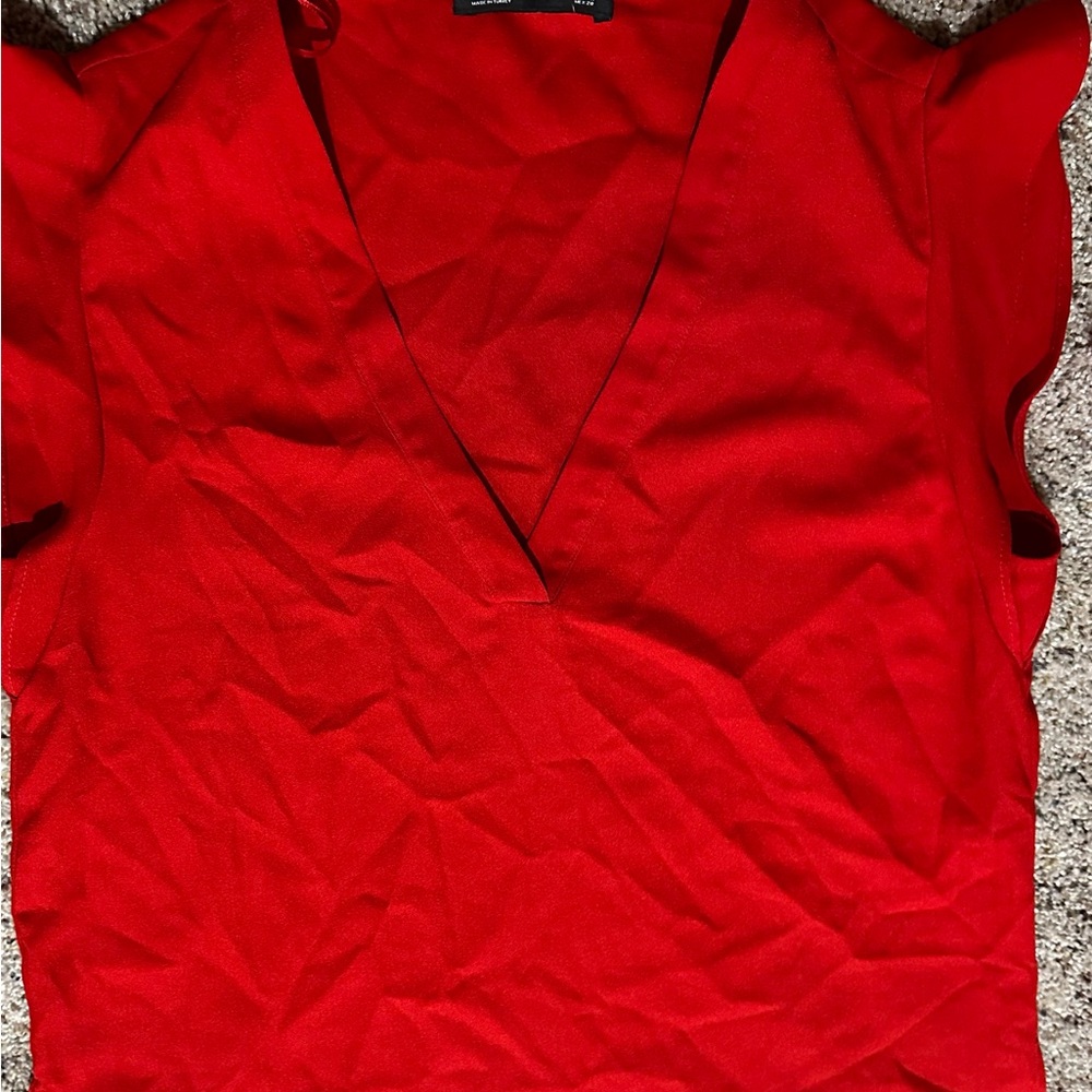 Zara Red Sleeveless Wrap Blouse